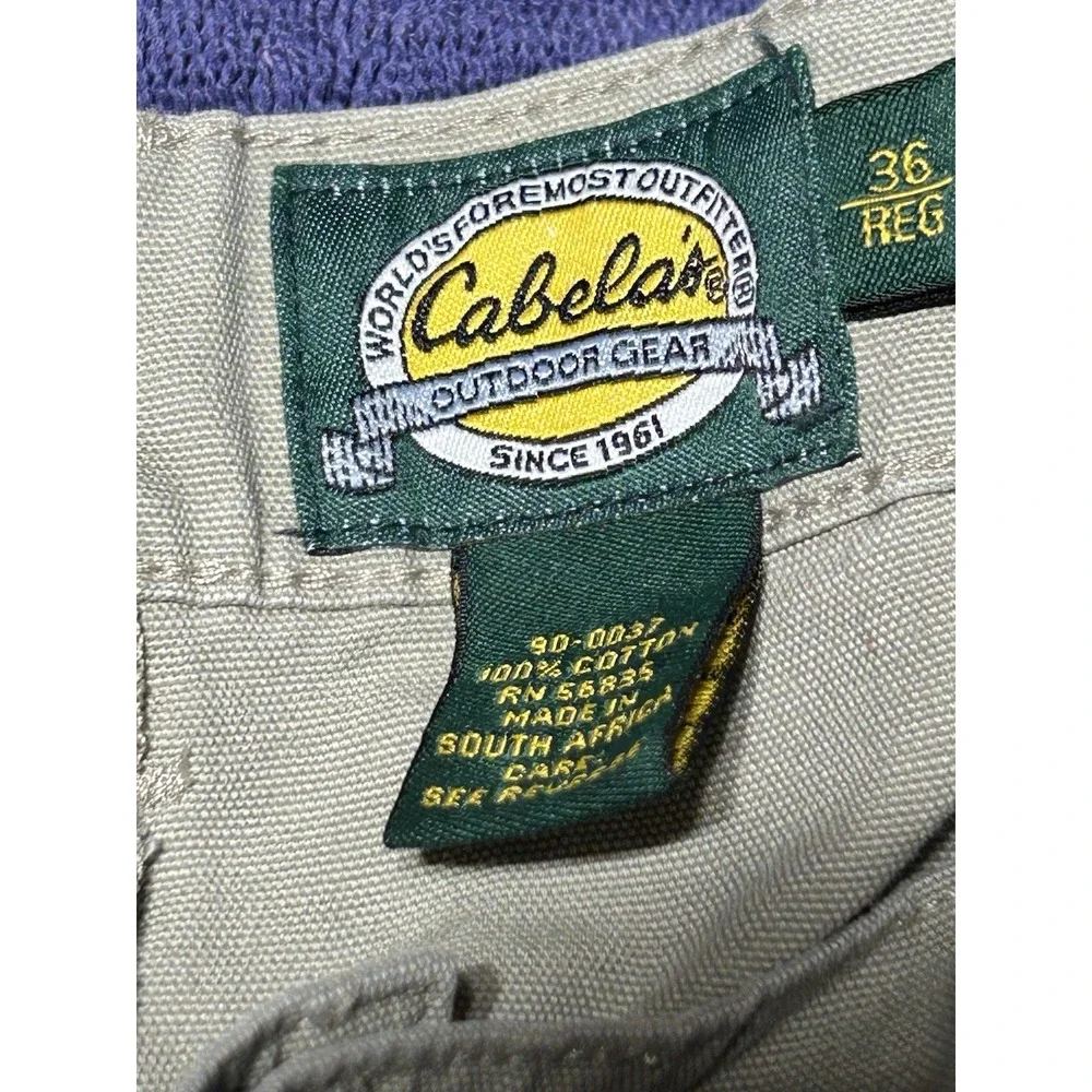 Men's‎ Cabelas Double Knee Cargo Pants Sz 36W 33 L Beige Straight Leg